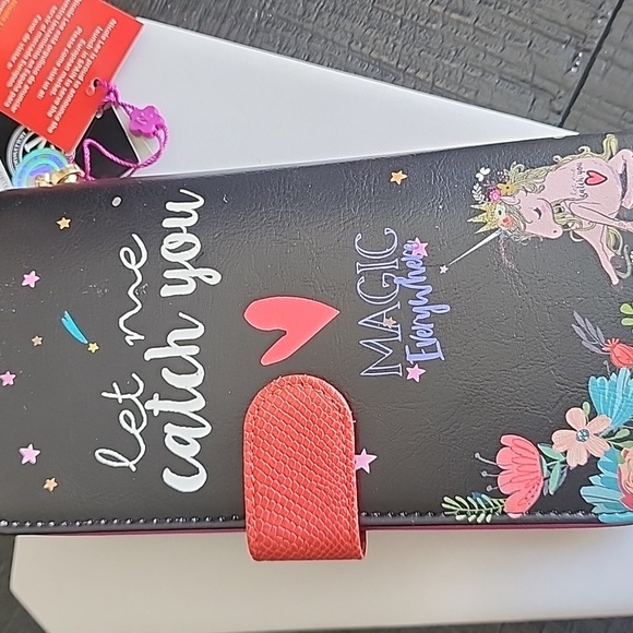 Nicole Lee Black Wallet with Colorful Floral Design and a Pair of Earrings - Picture 7 of 10